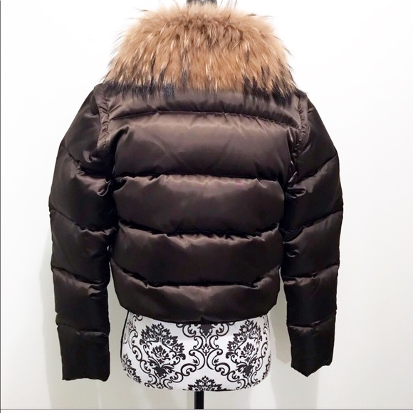 Andrew Marc Fur Collar Down Vest Bronze Brown Coat - Picture 2 of 6